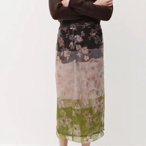 Zara Floral Printed Organza Skirt